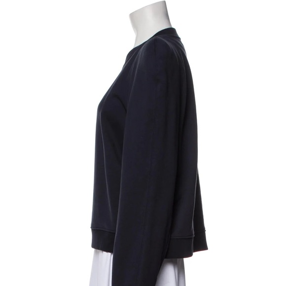 $325 NWT Tibi Sculpted Puff Shoulder Sweatshirt L Large Navy Blue - Picture 4 of 5